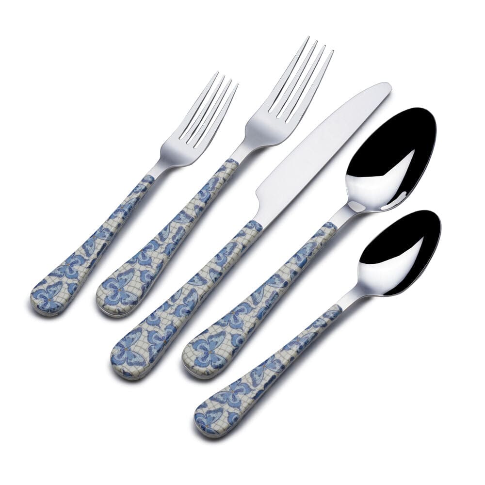 Dolly Parton Mosaic Butterfly 20 Piece Flatware Set. Service for 4
