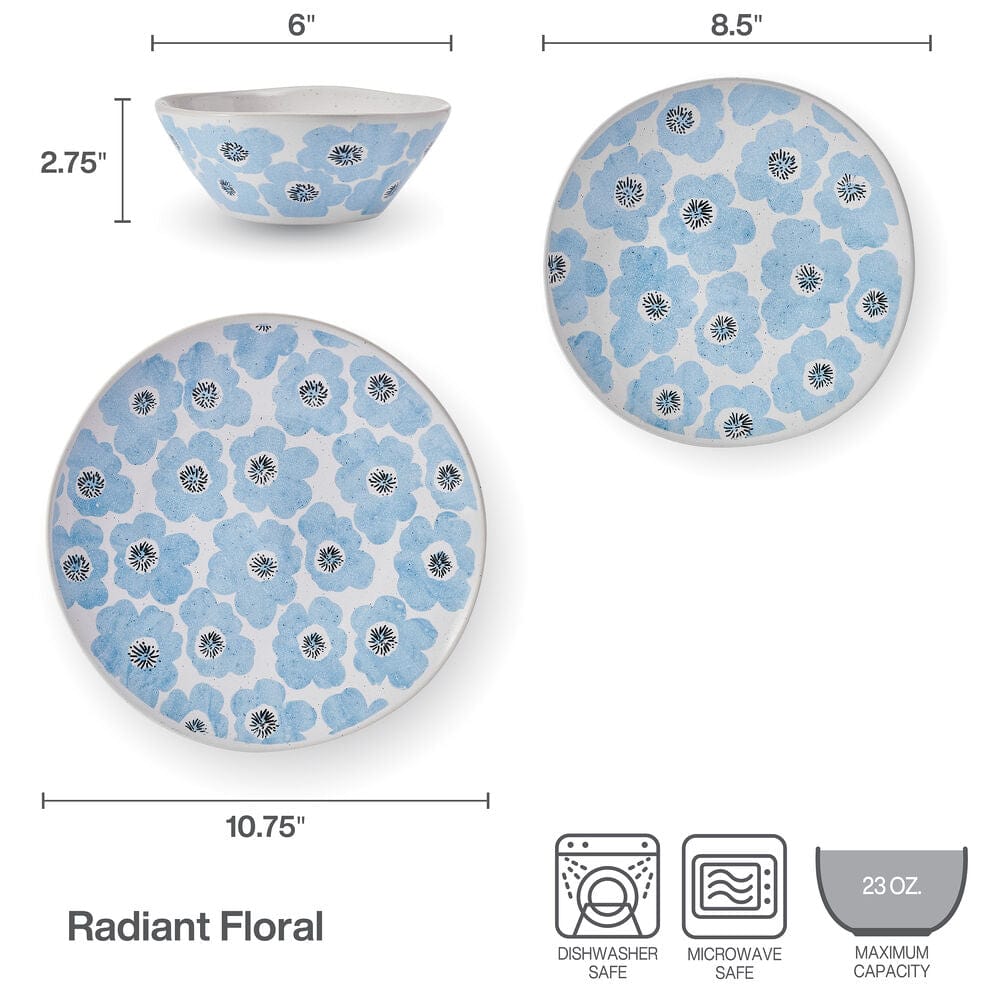 Radiant Floral 12 Piece Set. Service for 4