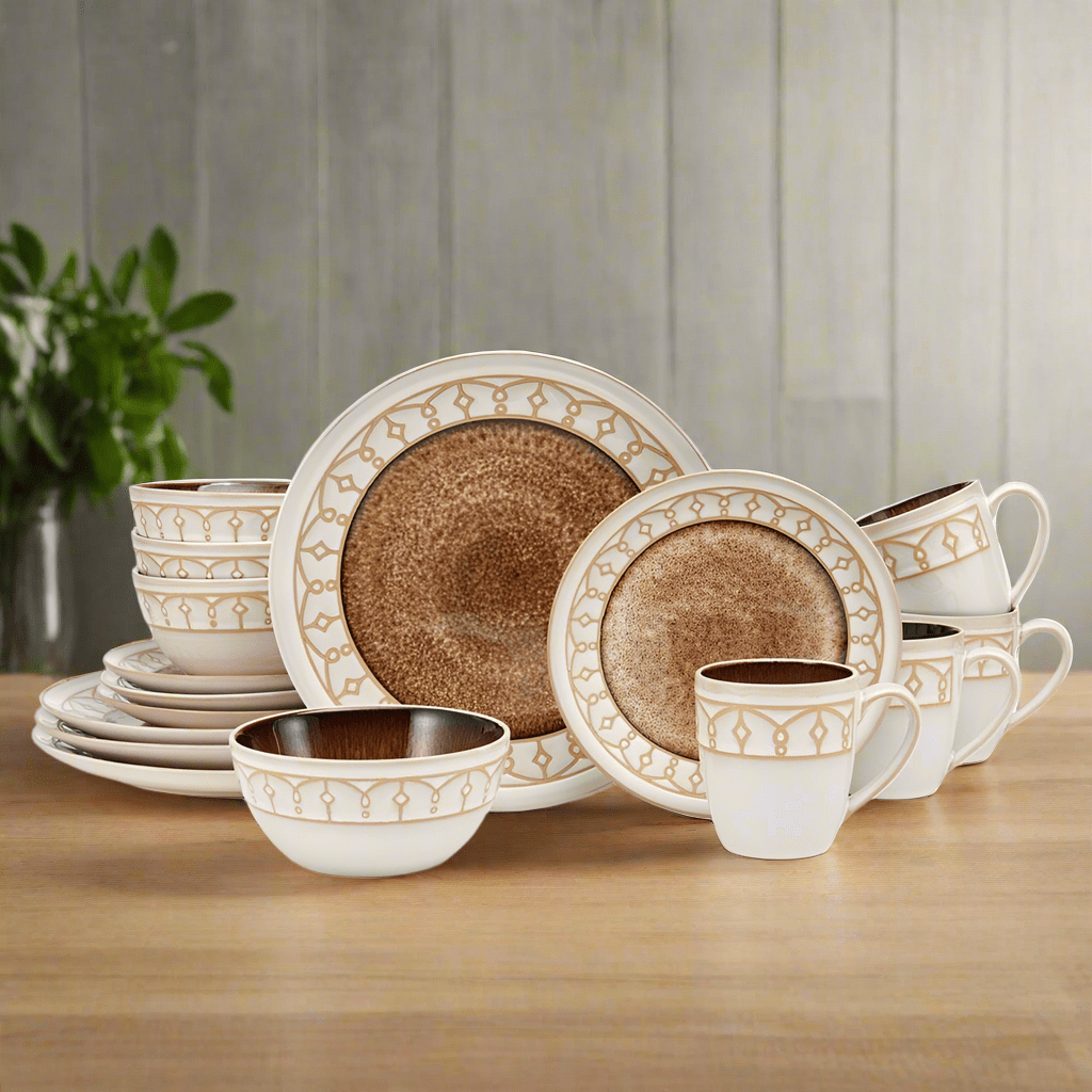 Remi Beige 16 Piece Dinnerware Set. Service for 4