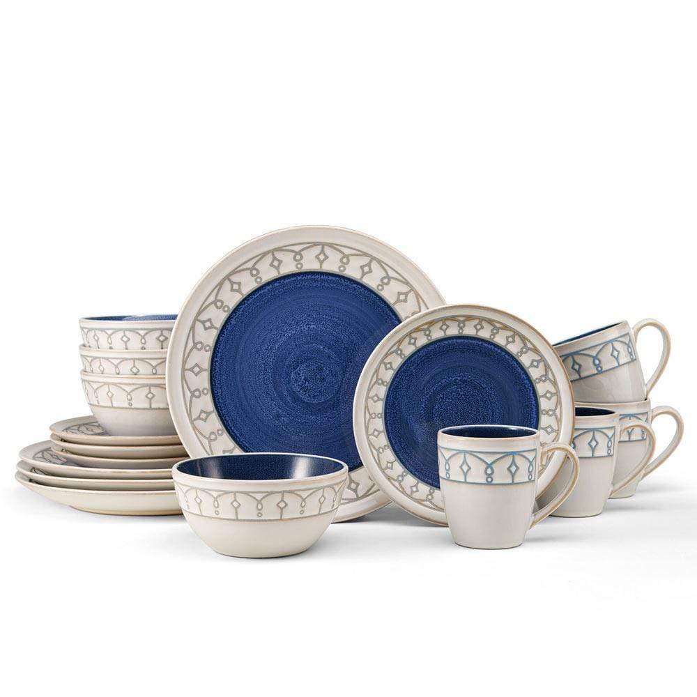Remi Blue 16 Piece Dinnerware Set. Service for 4