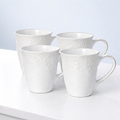 French Lace Set of 4 White Mugs