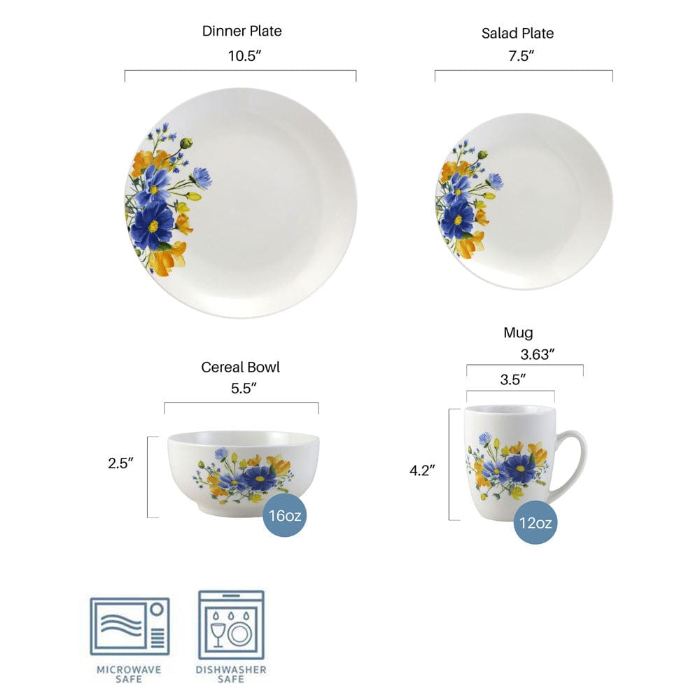 Rhea 16 Piece Dinnerware Set. Service for 4