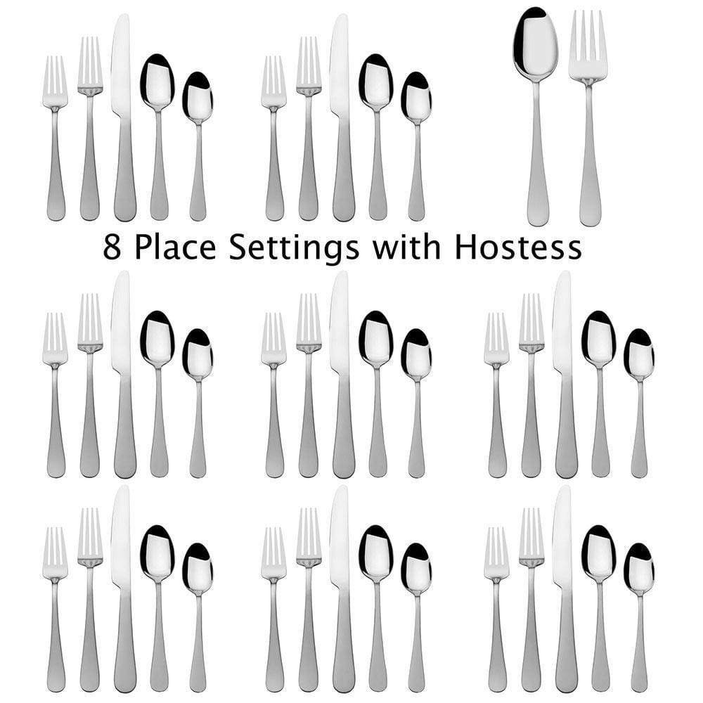 Satin Symmetry 42 Piece Flatware Set. Service for 8