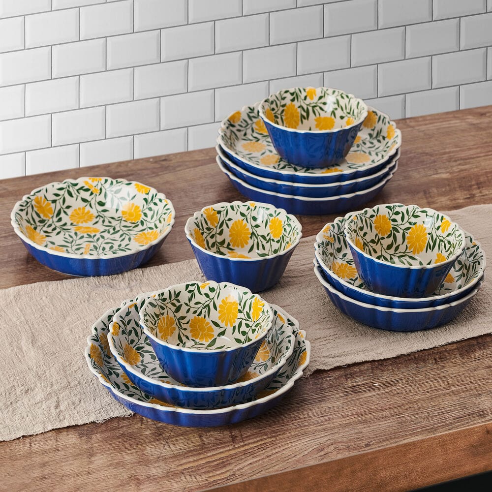 Tranquil Elegance 12 Piece Dinnerware Bowl Set. Service for 4