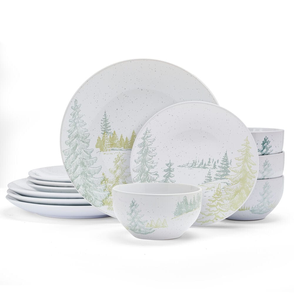 Tranquil Trails 12 Piece Dinnerware Set. Service for 4