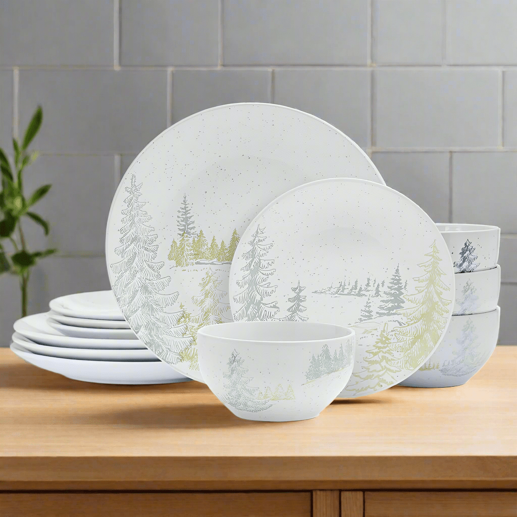 Tranquil Trails 12 Piece Dinnerware Set. Service for 4