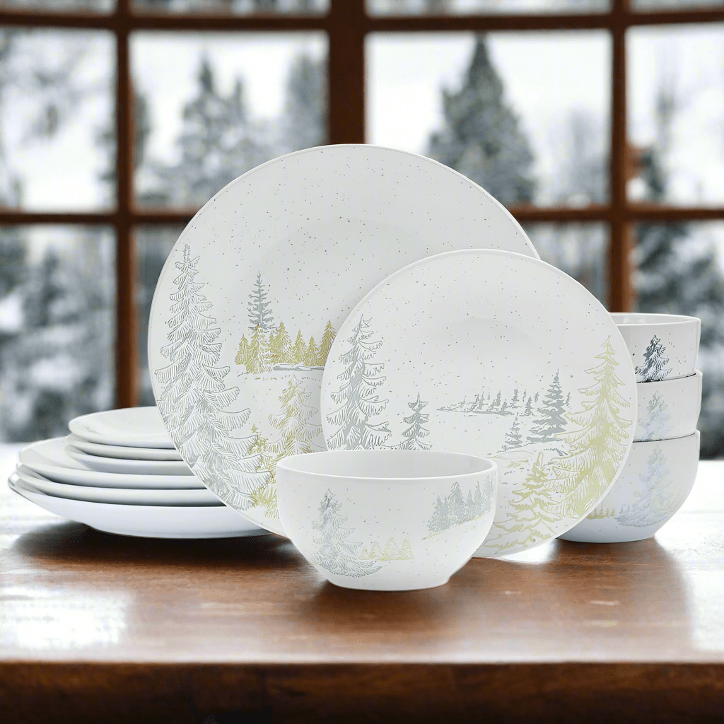 Tranquil Trails 12 Piece Dinnerware Set. Service for 4