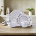 Trellis Lodge White 16 Piece Dinnerware Set. Service for 4