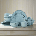 Trellis Coastal Teal 16 Piece Dinnerware Set. Service for 4