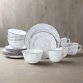 Trellis Coastal White 16 Piece Dinnerware Set. Service for 4