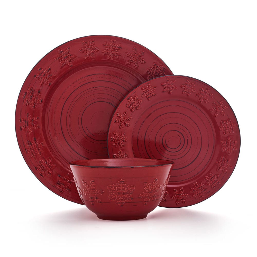 Trellis Snowflakes 12 Piece Dinnerware Set. Service for 4