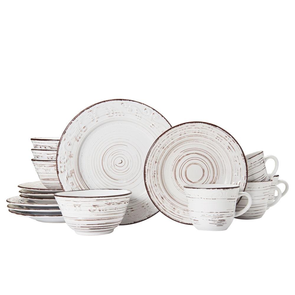 Trellis White 16 Piece Dinnerware Set. Service for 4