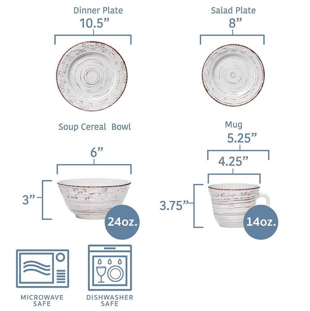 Trellis White 16 Piece Dinnerware Set. Service for 4