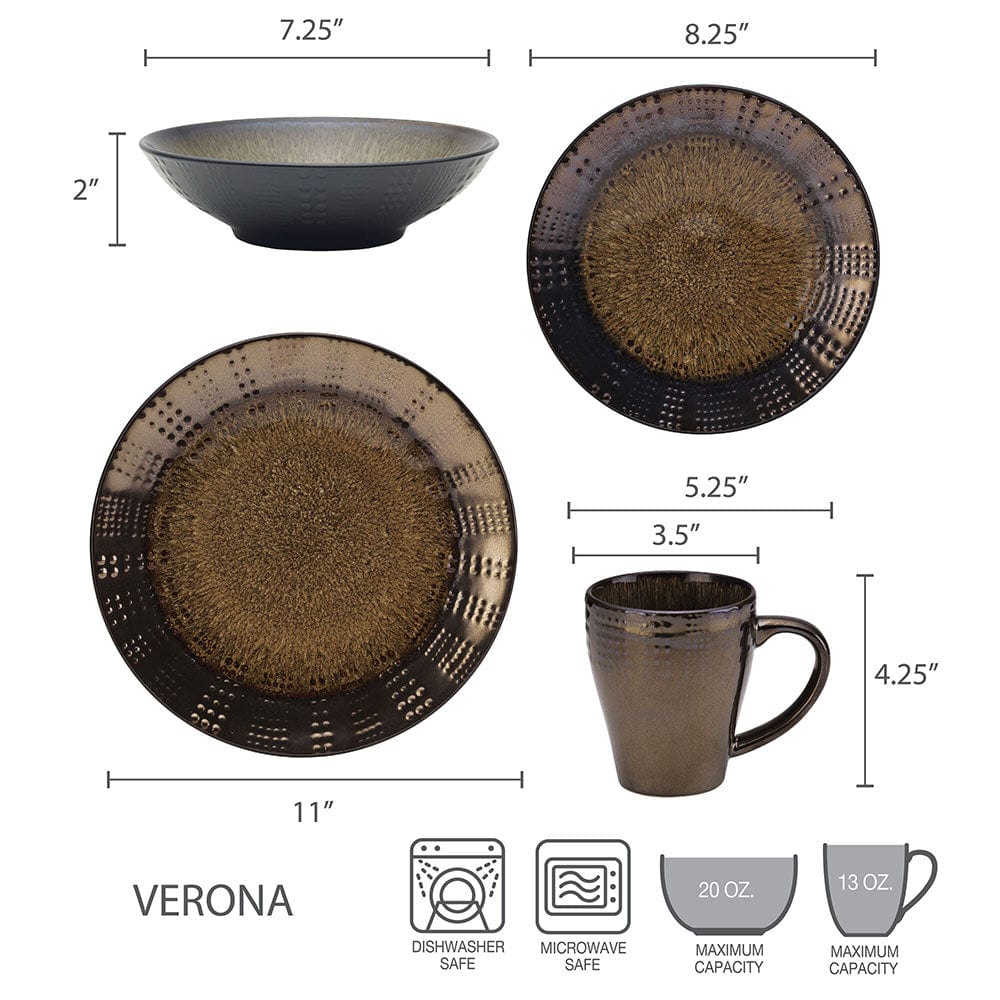 Verona 16 Piece Dinnerware Set. Service for 4
