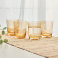 Fitz and Floyd Wildflower Double Old Fashioned Glasses Set of 4. Gold