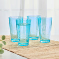 Fitz and Floyd Wildflower Highball Glasses Set of 4. Blue