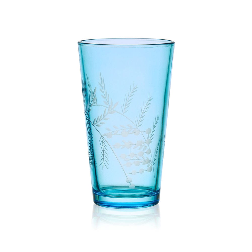 Fitz and Floyd Wildflower Highball Glasses Set of 4. Blue