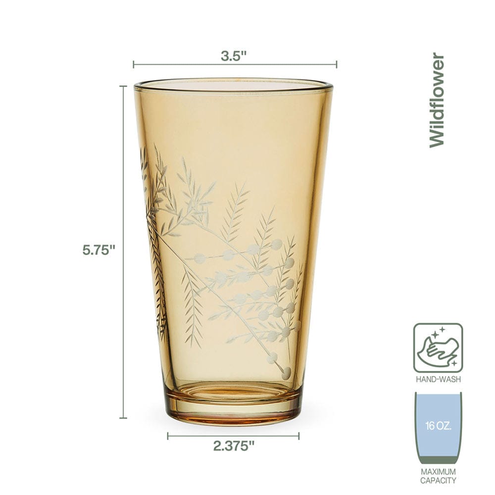 Fitz and Floyd Wildflower Highball Glasses Set of 4. Gold