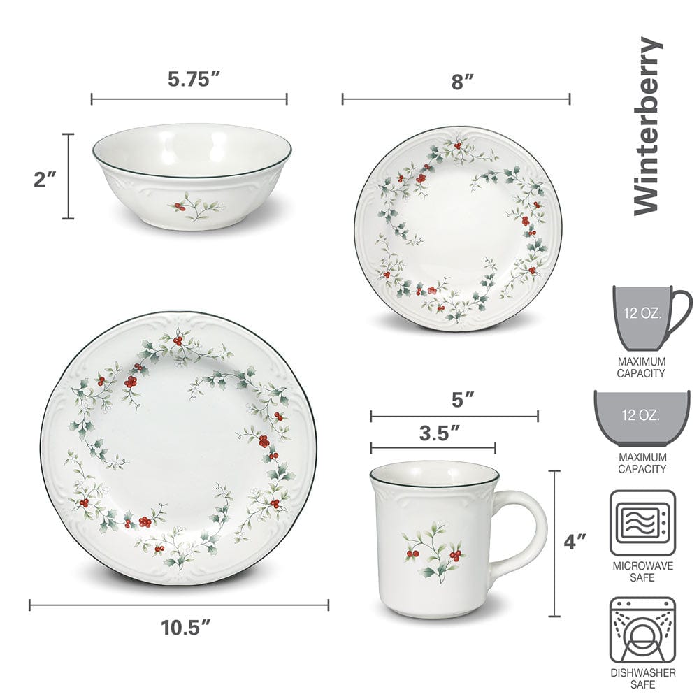 Winterberry® 16 Piece Dinnerware Set. Service for 4