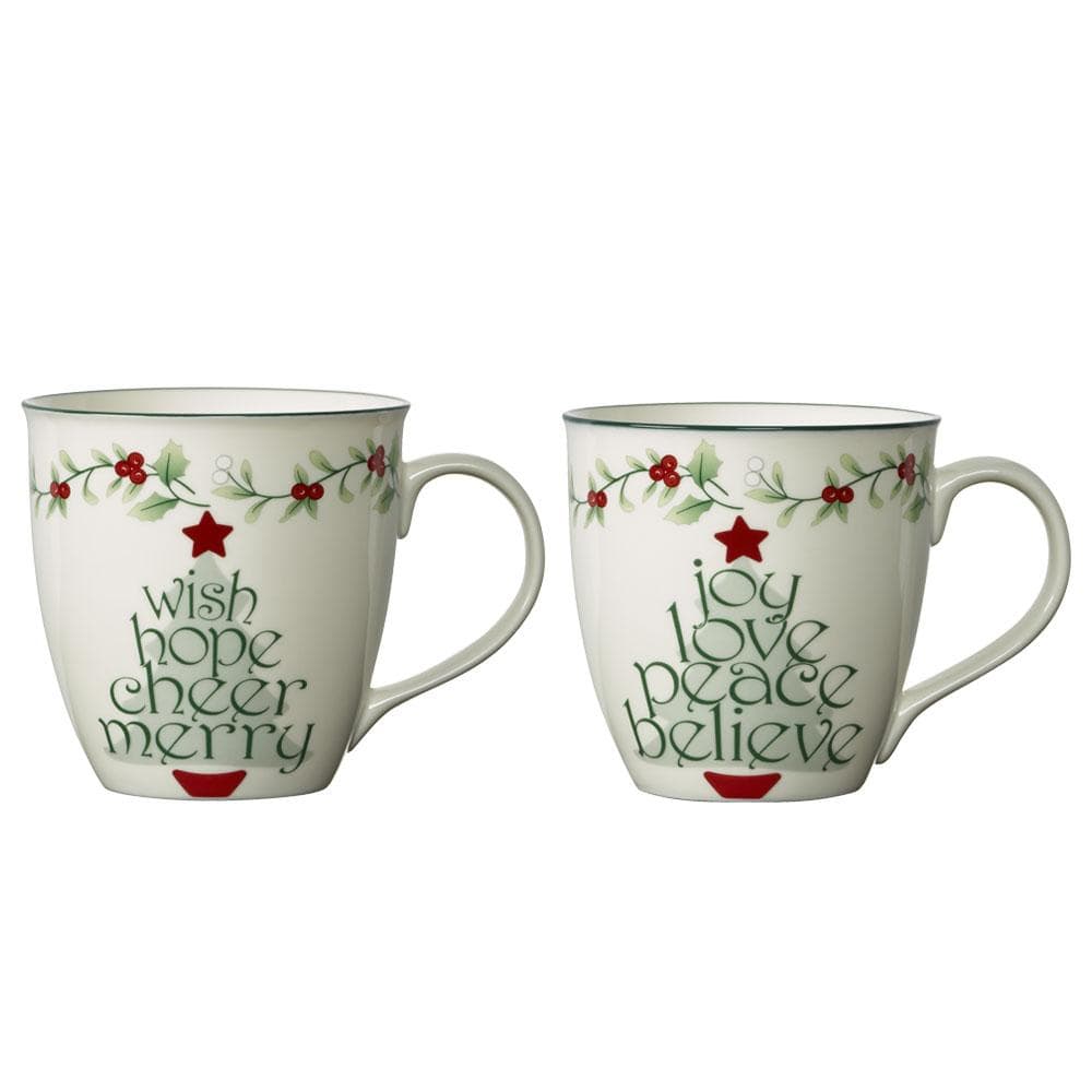 Winterberry® Sentiment on Tree Mugs. Set of 2